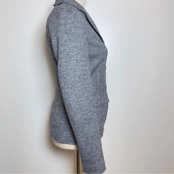 Banana Republic Wool Blend Knit Blazer Size 0 Gray Tailored Career Jacket - Picture 2 of 16
